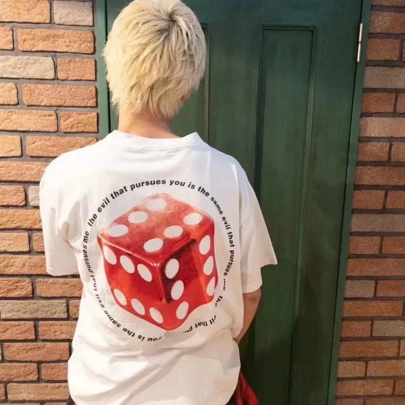 SAINT Mxxxxxx CIRCLE TEE/WHT SAINT dice printed washed short sleeves off-white S-XL cylindrical side seam fabric high weight cylindrical woven tee original development highly restored printing VINTAGE black label/wash label code correct/tag code correct Invincible details Top purchasing level